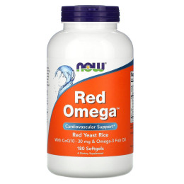 Красная Омега Now Foods (Red Omega Red Yeast Rice + CoQ10) 180 гелевых капсул