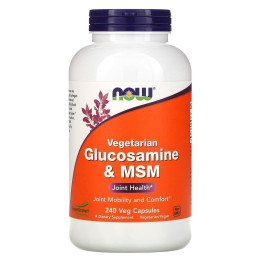 Вегетарианский Глюкозамин и МСМ Now Foods (Glucosamine & MSM) 240 растительных капсул