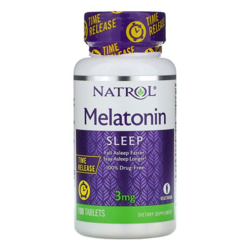 Мелатонин, постепенного высвобождения, Natrol, 3 мг, 100 таблеток