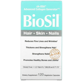 BioSil, вдосконалений генератор колагену ch-OSA, BioSil, ch-OSA Advanced Collagen Generator, BioSil by Natural Factors, 120 вегетаріанських капсул