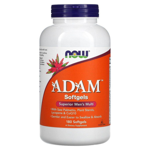 Мужские мультивитамины высшего класса АДАМ Now Foods (ADAM ™ Men's Multivitamin with Saw Palmetto) 180 желатиновых капсул