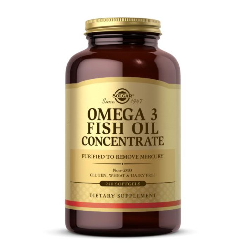 Омега-3 рыбий жир концентрат Solgar (Omega-3 Fish Oil Concentrate) 240 капсул