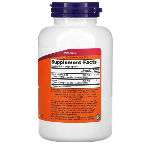 Ниацин Now Foods Niacin Nutritional (Health Supplement) 500 мг 180 капсул