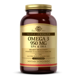 Омега-3 ЭПК и ДГК тройная сила Solgar (Omega 3 EPA & DHA) 950 мг 100 капсул