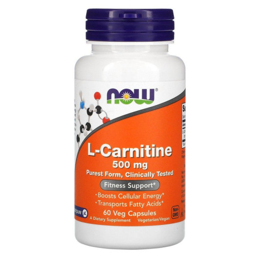 Карнітин Now Foods (L-Carnitine) 500 мг 60 рослинних капсул