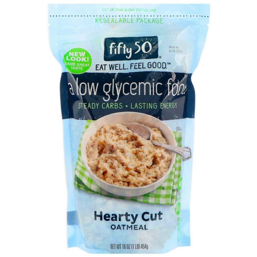 Вівсяна каша з низьким глікемічним індексом 100% цільнозернова Fifty 50 (Low Glycemic Hearty Cut Oatmeal 100% Whole Grain) 454 г