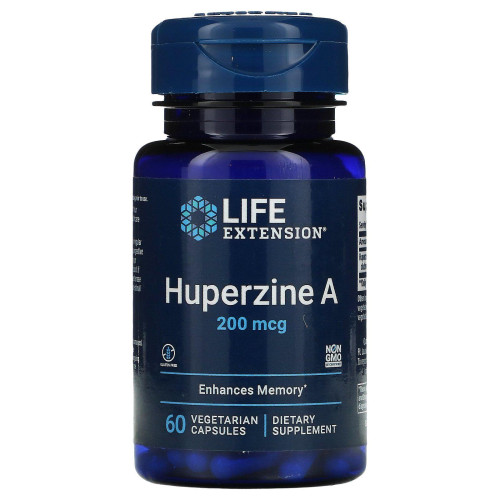 Гуперзин А, Huperzine A, Life Extension, 200 мкг, 60 вегетарианских капсул