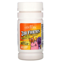 Мультивитамины Zoo Friends для детей с дополнительным витамином C 21st Century (Zoo Friends with Extra C Orange) 60 жевательных таблеток