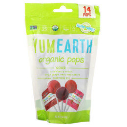 Леденцы 3 вкуса органик YumEarth (Sour Pops) 14 штук 85 г