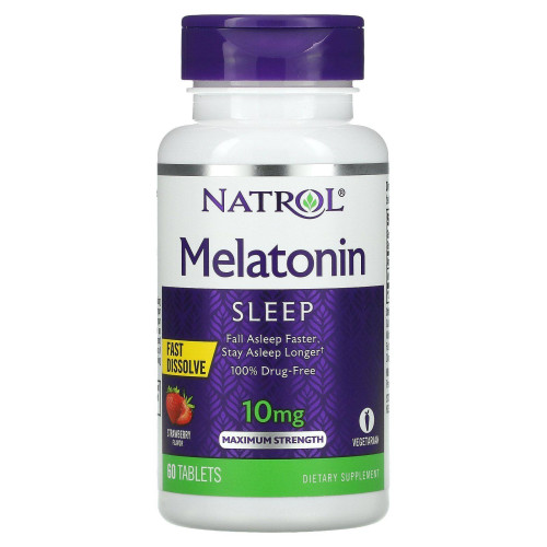Мелатонин быстрого высвобождения Natrol (Melatonin) 10 мг 60 таблеток со вкусом клубники