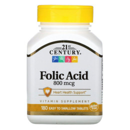 Фолиевая кислота 21st Century (Folic Acid) 800 мкг 180 таблеток