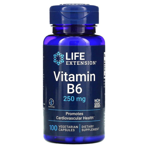 Вітамін B6 Life Extension (Vitamin B6) 250 мг 100 рослинних капсул