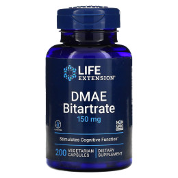 ДМАЭ битартрат Life Extension (DMAE Bitartrate) 150 мг 200 вегетарианских капсул