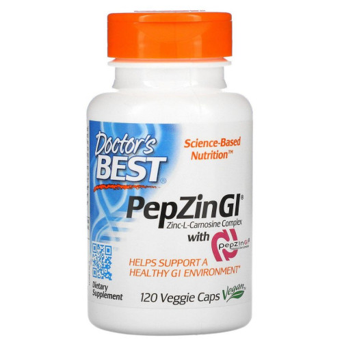 Цинк карнозин, PepZin GI Zinc-L-Carnosine Complex, Doctor's Best, 120 вегетарианских капсул