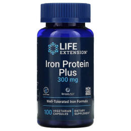 Залізовмісний протеїн (білок), Iron Protein Plus, Life Extension, 300 мг, 100 капсул