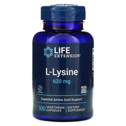 L-лізин, L-Lysine, Life Extension, 620 мг, 100 рослинних капсул