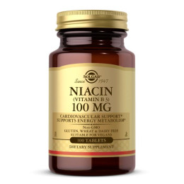 Витамин В3 Solgar (Niacin) 100 мг 100 таблеток