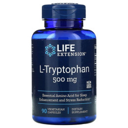 L-Триптофан, L-Tryptophan, Life Extension, 500 мг, 90 вегетаріанських капсул