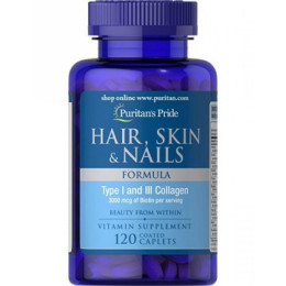 Hair, Skin and Nails Formula Type 1 and 3 Collagen - 120 caps Puritans Pride