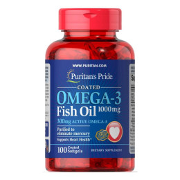 Omega-3 Fish Oil 1000 mg (300 mg Active Omega-3) - 100 Softgels Puritans Pride