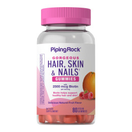 Hair Skin Nails Gummies 2500 of biotin - 80 veg gummies Piping Rock