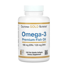 Omega-3 Premium Fish Oil 180mg - 100 softgels California Gold Nutrition