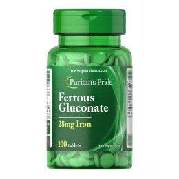 Ferrous Gluconate (28 mg Iron ) - 100 Tablets Puritans Pride