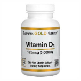 Vitamin D3 125mcg (5000IU) - 360 fish softgels California Gold Nutrition