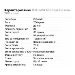 Протеїн OstroVit Micellar Casein (70,5% protein) 700g (Cookies Cream) OstroVit