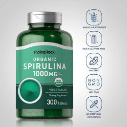 Спирулина Piping Rock Spirulina, 1000 mg (per serving), 300 Vegetarian Tablets Piping Rock