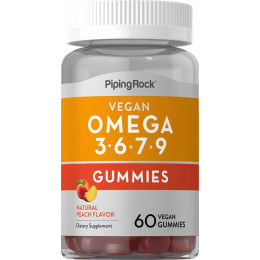 Омега 3-6-7-9 Piping Rock Omega 3-6-7-9  60 Vegan Gummies (Natural Peach) Piping Rock