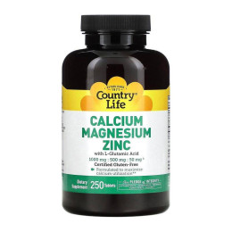 Кальцій магній цинк Country Life Calcium Magnesium Zinc, 250 Tablets Country Life