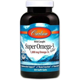 Супер Омега-3 Carlson Super Omega·3 Gems, Fish Oil Concentrate, 1000 mg, 50 Soft Gels Carlsson