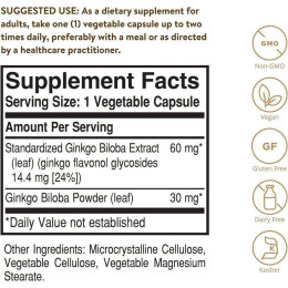 Гинкго билоба Solgar Super Ginkgo, Full Potency 120 veg caps Solgar