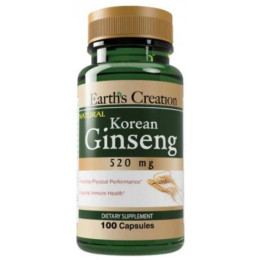 Корейский женьшень Earth's Creation Korean Ginseng 520 mg 100 caps Earth's Creation