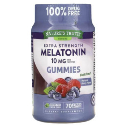 Extra Strength Melatonin (Natural Berry), 10 mg (per serving), 70 Vegan Gummies Nature's Truth