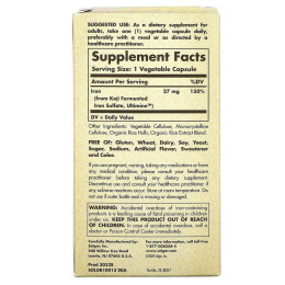 EarthSource Food Fermented Koji Iron 27 mg 60 Vegetable Capsules Solgar