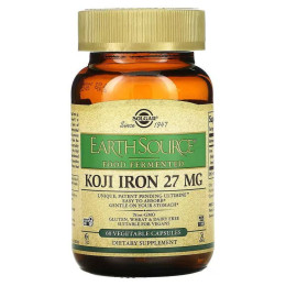 EarthSource Food Fermented Koji Iron 27 mg 60 Vegetable Capsules Solgar