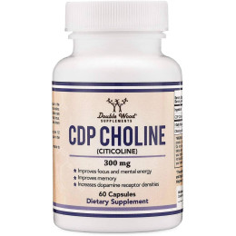 Холин Double Wood CDP Choline 300 mg (Citicoline), 60 capsules