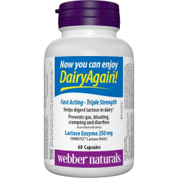 Lactase Enzyme 250mg 60 caps Webber Naturals