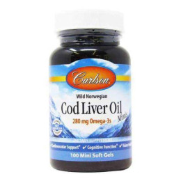 Жир із печінки тріски Carlson Cod Liver Oil 280 mg Omega-3s Minis 100 mini soft gels Carlsson