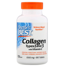 Коллаген Doctor's Best Collagen Types 1 and 3 with Vitamin C 1000 mg 180 Tablets Doctor's Best