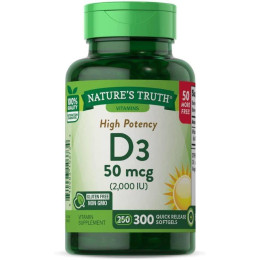 High Potency Vitamin D3, 50 mcg (2,000 IU), 300 Quick Release Softgels Nature's Truth