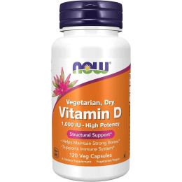 Вітамін D 1000 IU Now Vegetarian Dry Vitamin D 1000 IU 120 Veg Capsules GMP