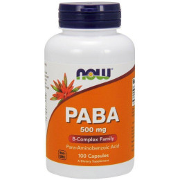 ПАБК (пара-амінобензойна кислота) Now PABA 500mg 100 caps GMP