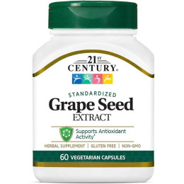 21st Century Екстракт виноградних кісточок Grape Seed Extract, Standardized, 60 Vegetarian Capsules 21st Century