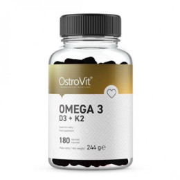 Омега 3 Вітаміни Д3+К2 Ostrovit Omega 3 D3+K2 180 caps OstroVit