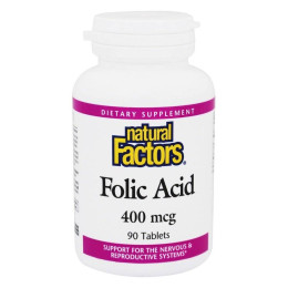 Фолиевая кислота Natural Factors Folic Acid 400 mcg 90 Tablets Natural Factors