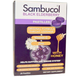 Пастилки з медом і бузиною Sambucol Black Elderberry Throat Lozenge with Honey 20 Pastilles Sambucol