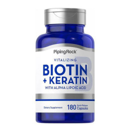 Біотин плюс Кератин Piping Rock​​​​​​​ Biotin 5000 mcg Plus Keratin 180 Capsules Piping Rock